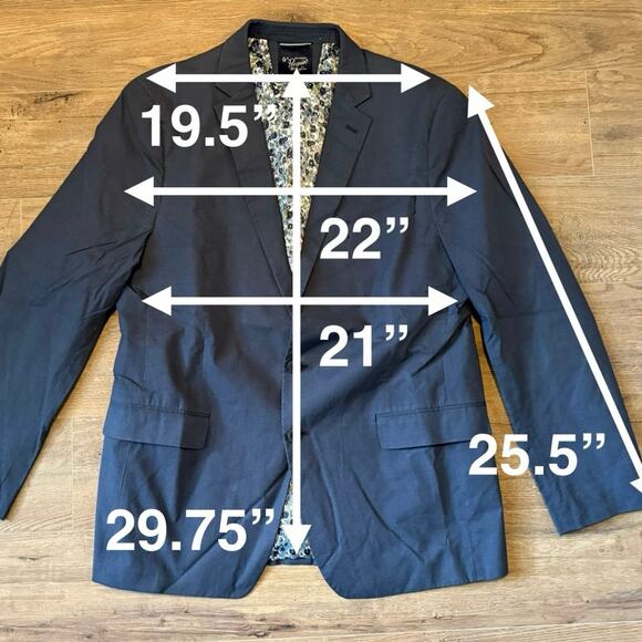 Original Penguin Men’s 44 Blue Cotton Blazer Floral Lining Two Button Sport Coat - Picture 8 of 8